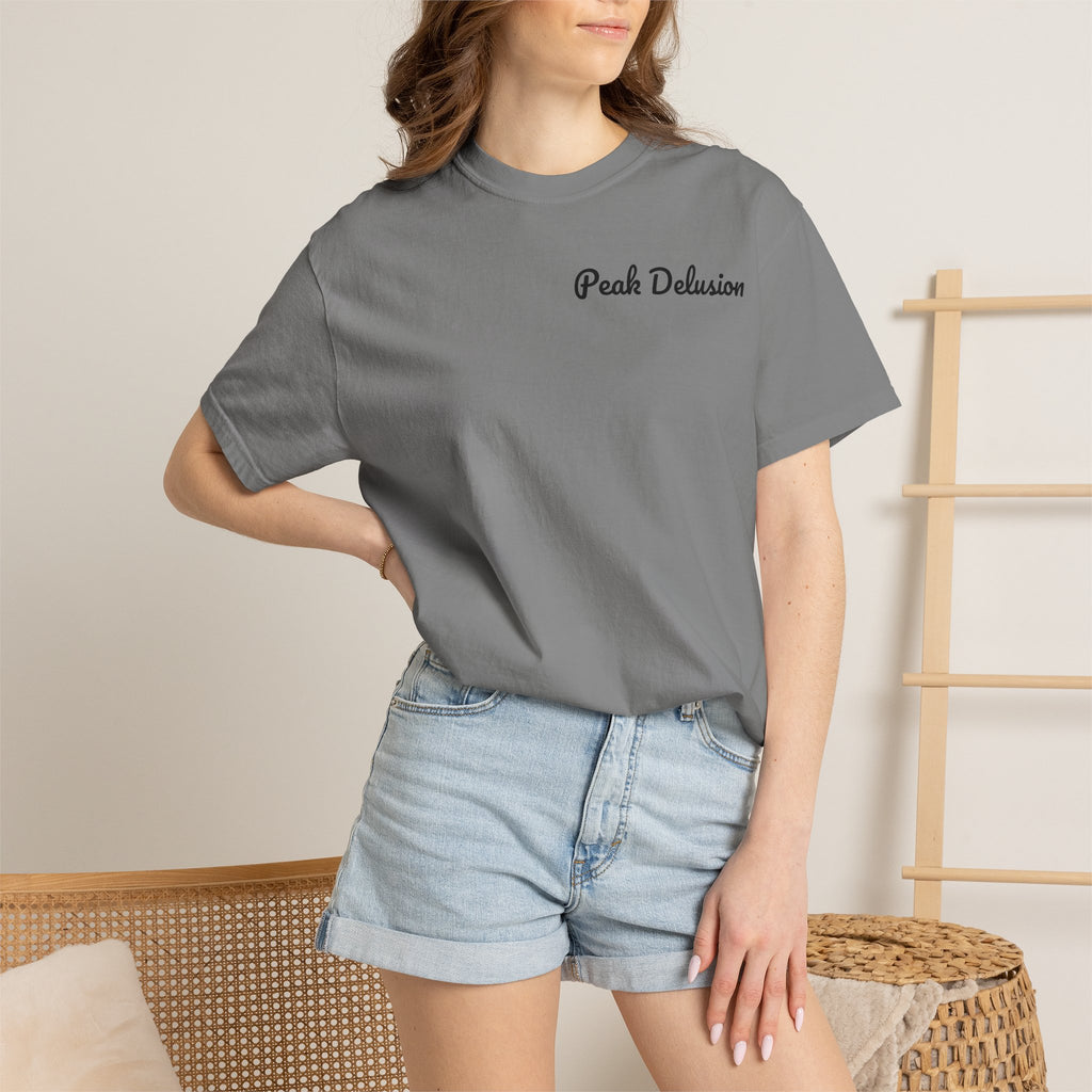 Be Good Do Good Tee — 'Peak Delusion' Script Chest & Lantern Back Graphic T-Shirt