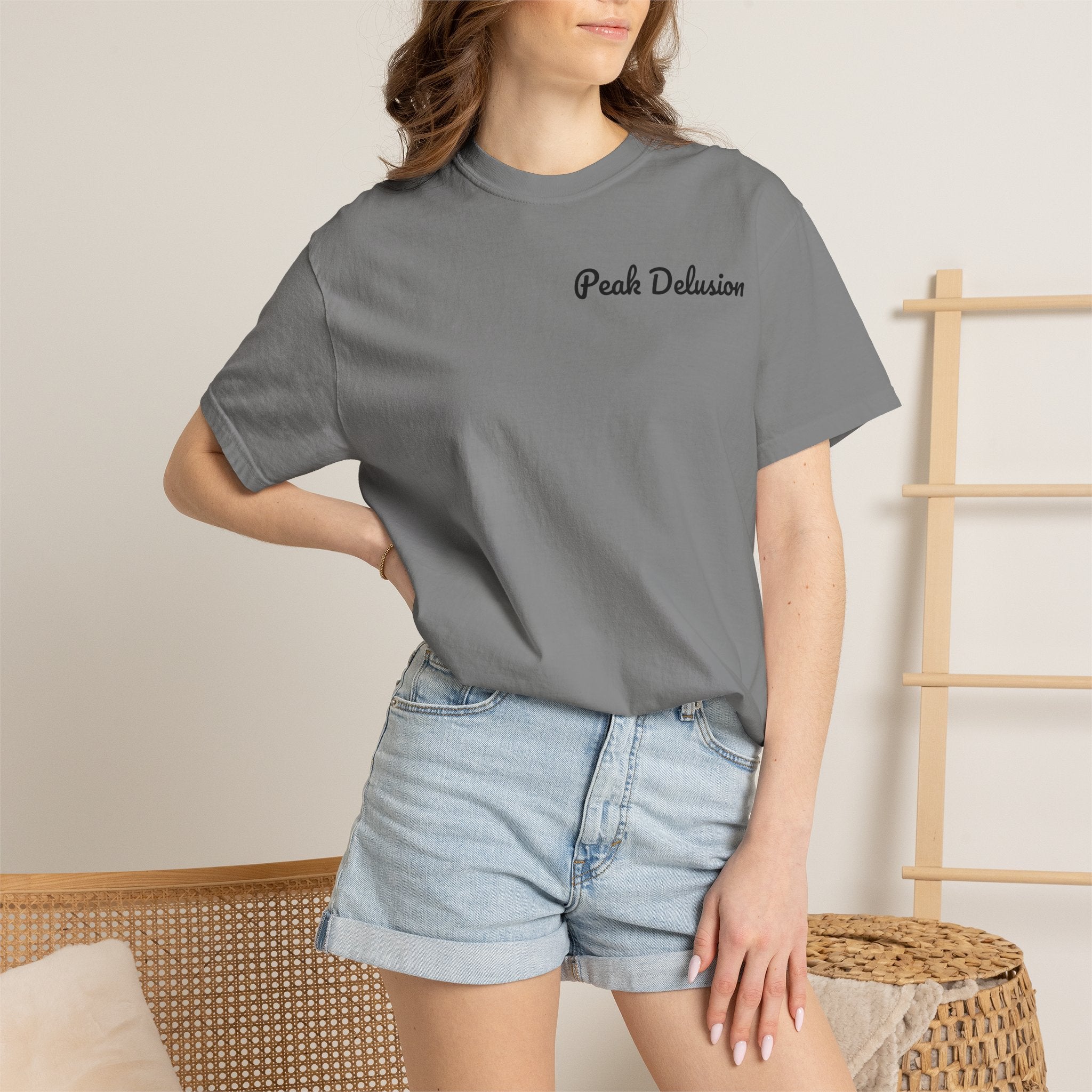 Be Good Do Good Tee — 'Peak Delusion' Script Chest & Lantern Back Graphic T-Shirt