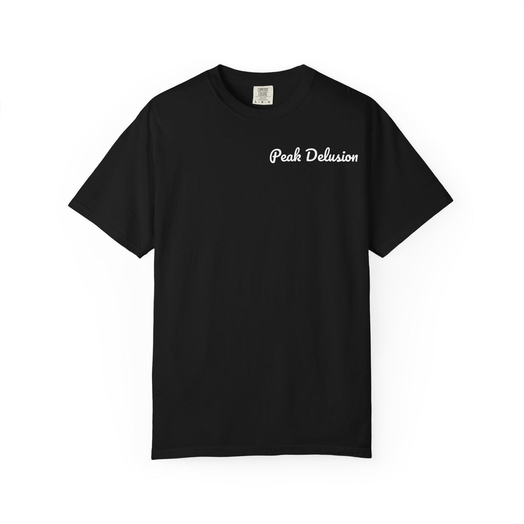 Be Good Do Good Tee — 'Peak Delusion' Script Chest & Lantern Back Graphic T-Shirt