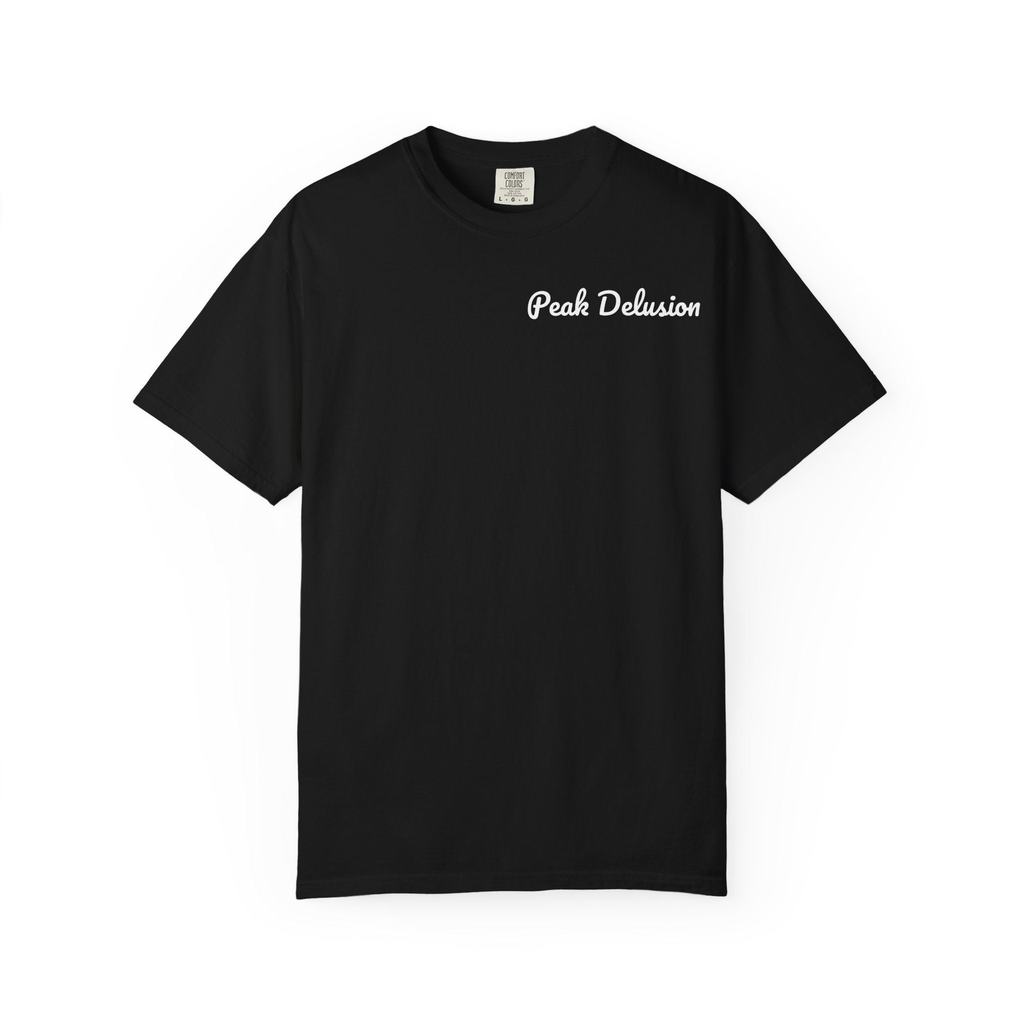 Be Good Do Good Tee — 'Peak Delusion' Script Chest & Lantern Back Graphic T-Shirt