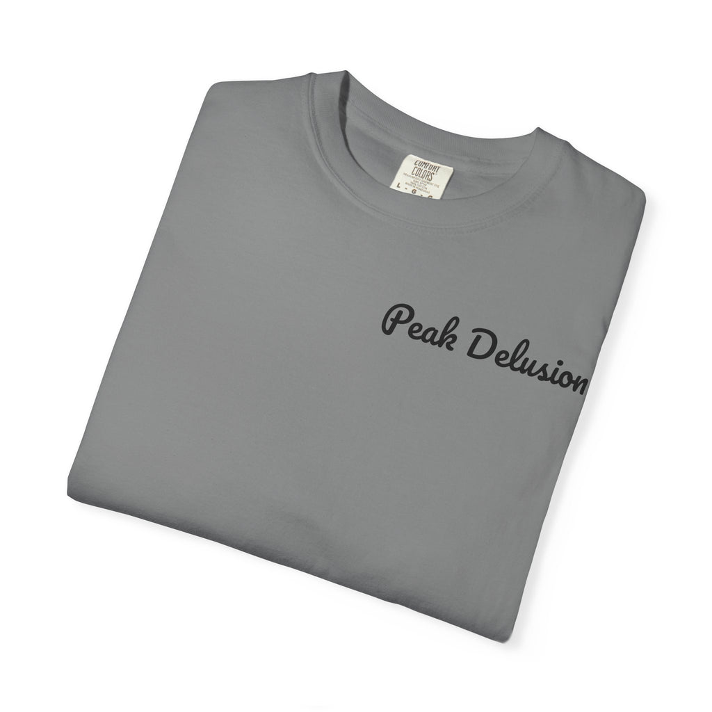 Be Good Do Good Tee — 'Peak Delusion' Script Chest & Lantern Back Graphic T-Shirt