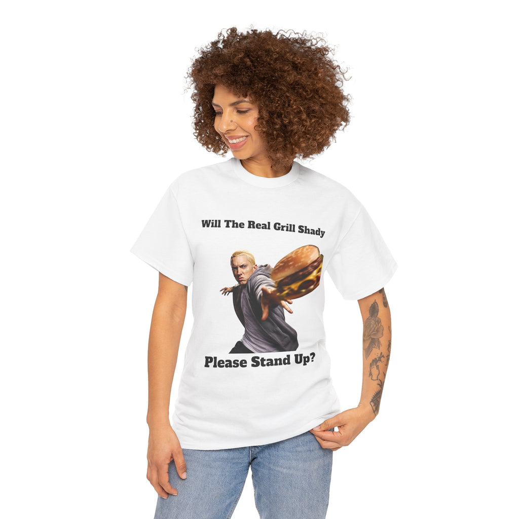 Grill Shady Burger Throwing Tee | Funny Rap Parody T-Shirt