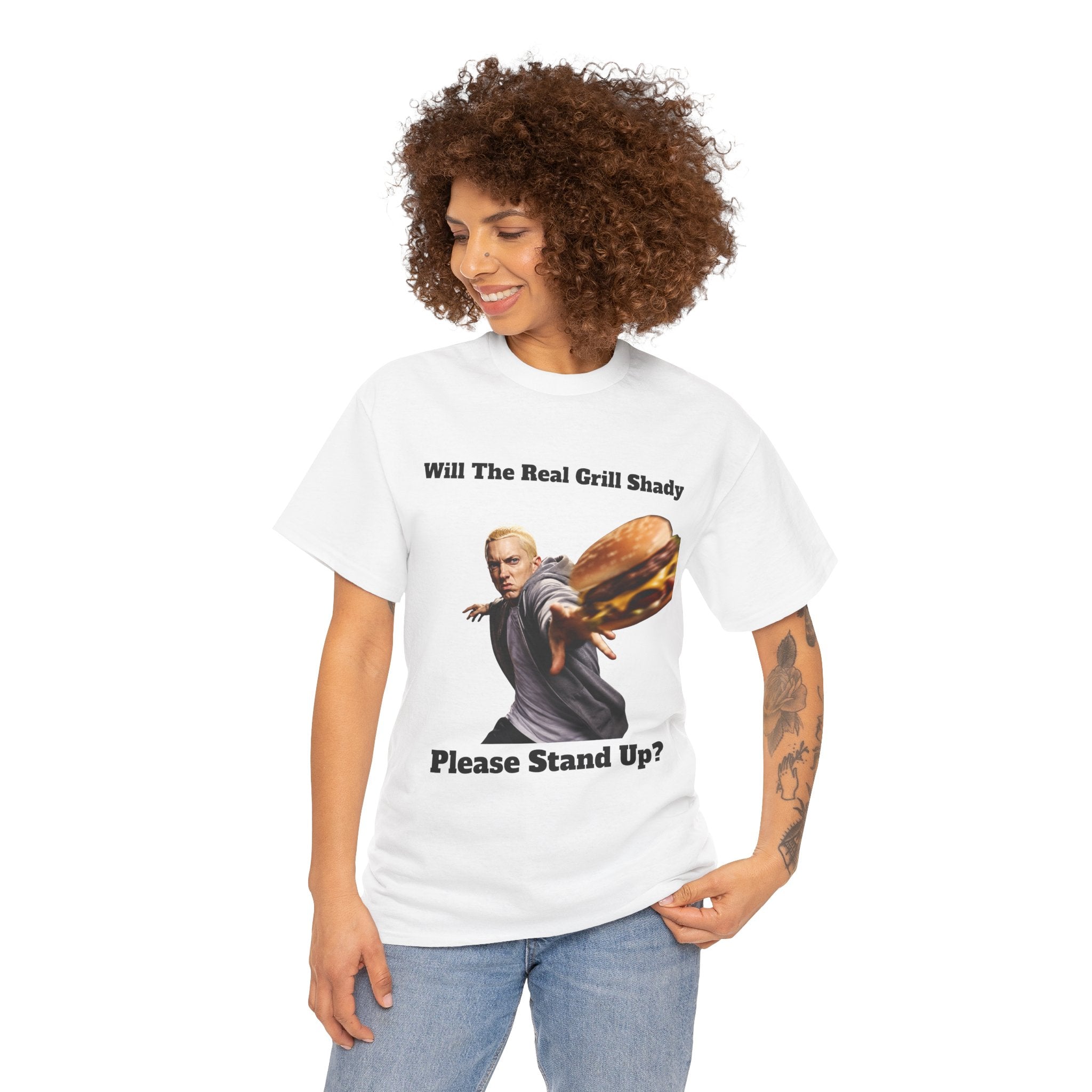 Grill Shady Burger Throwing Tee | Funny Rap Parody T-Shirt