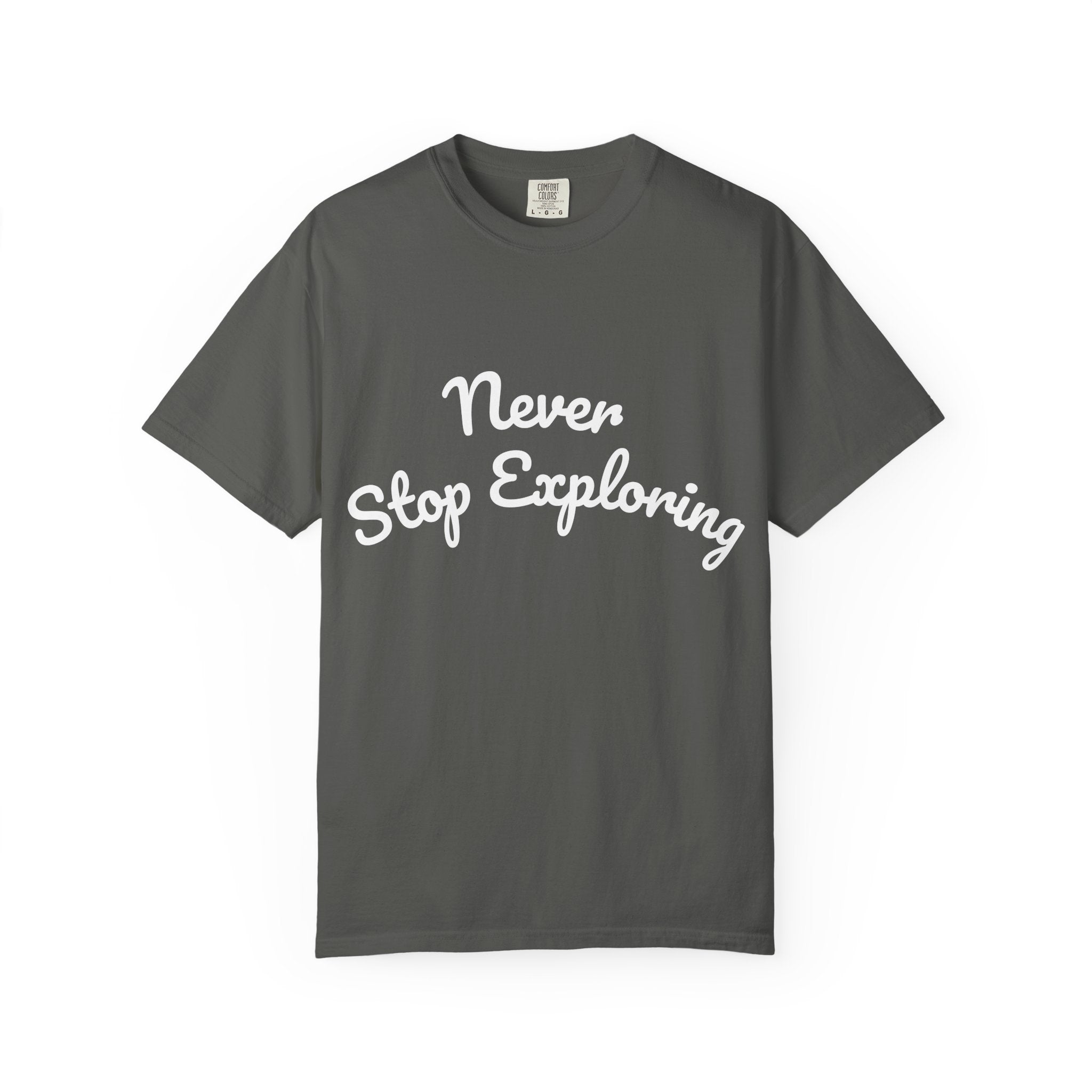 Never Stop Exploring T-Shirt — "Because one day you might miss it" Beach Graphic Tee