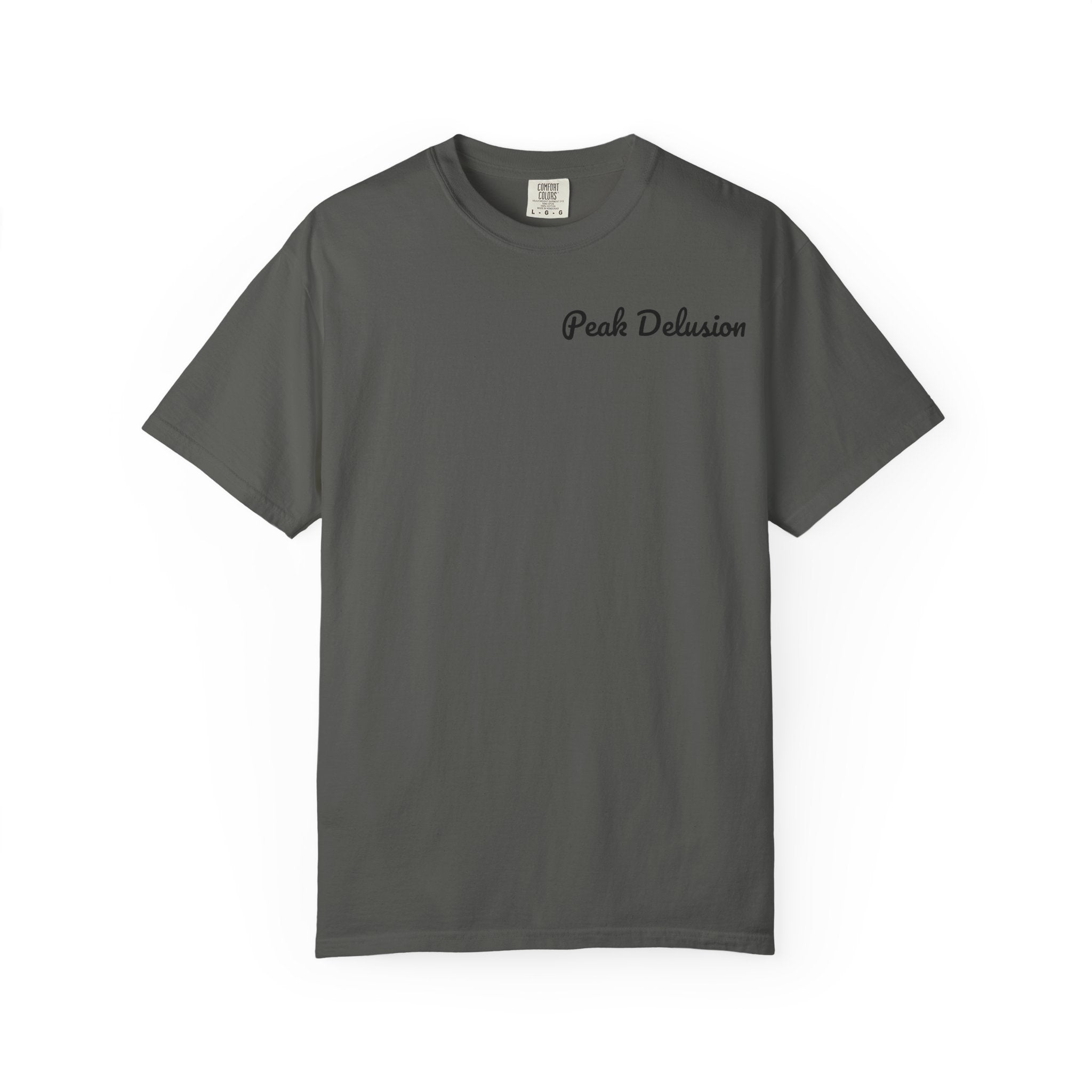 Be Good Do Good Tee — 'Peak Delusion' Script Chest & Lantern Back Graphic T-Shirt