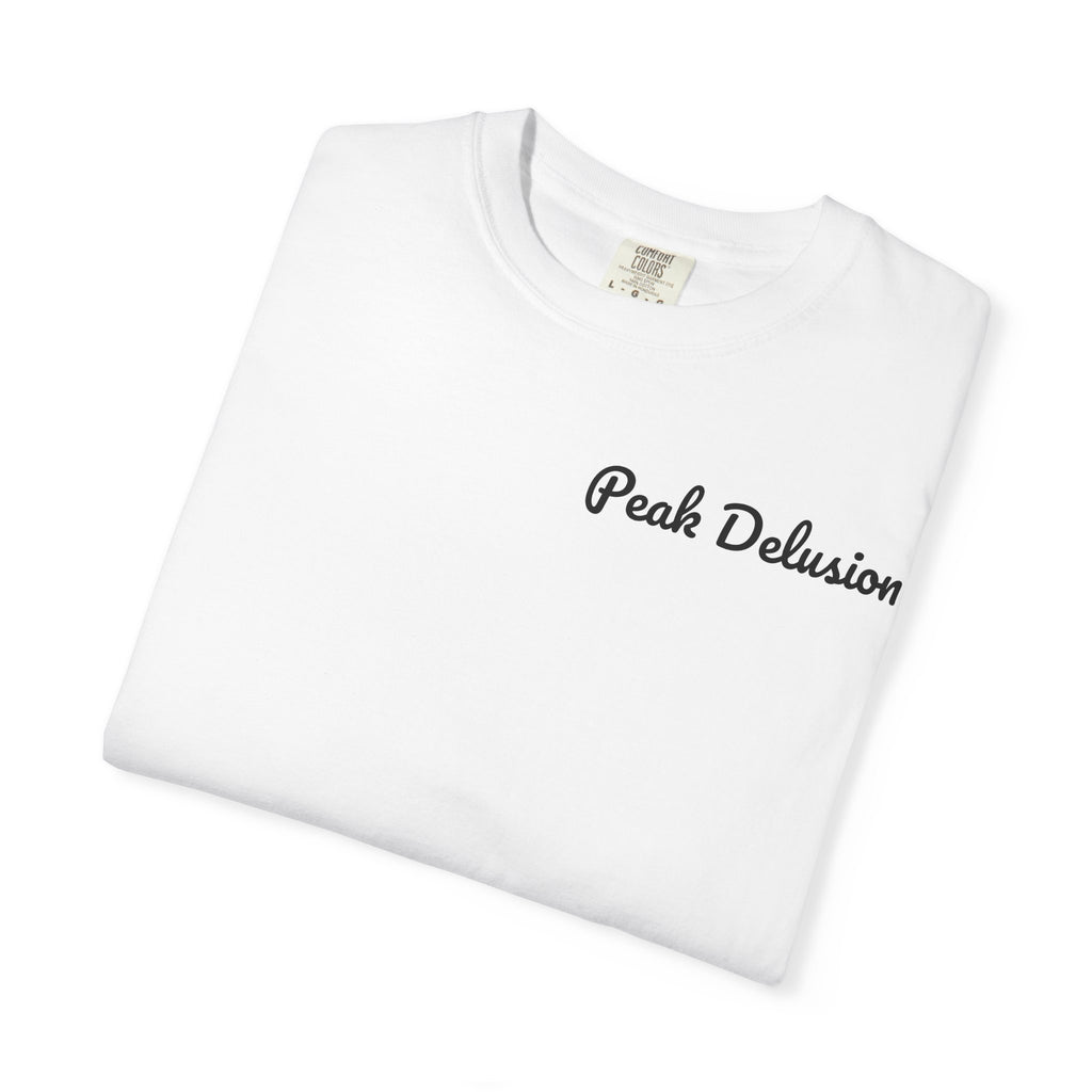 Be Good Do Good Tee — 'Peak Delusion' Script Chest & Lantern Back Graphic T-Shirt