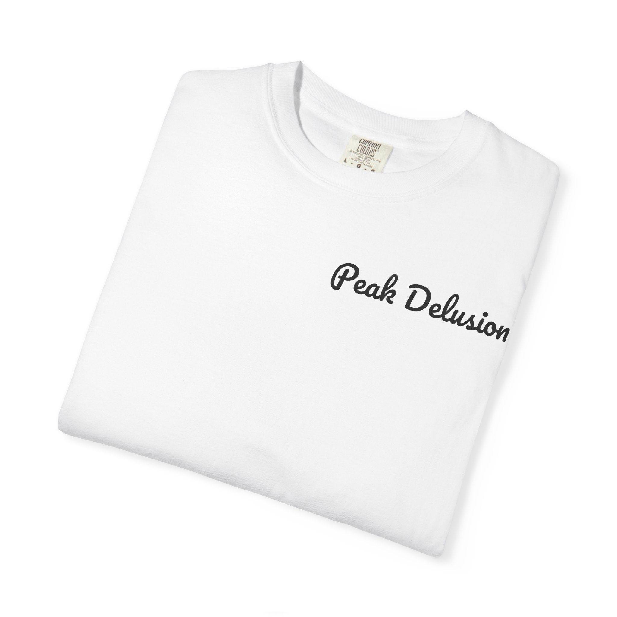 Be Good Do Good Tee — 'Peak Delusion' Script Chest & Lantern Back Graphic T-Shirt