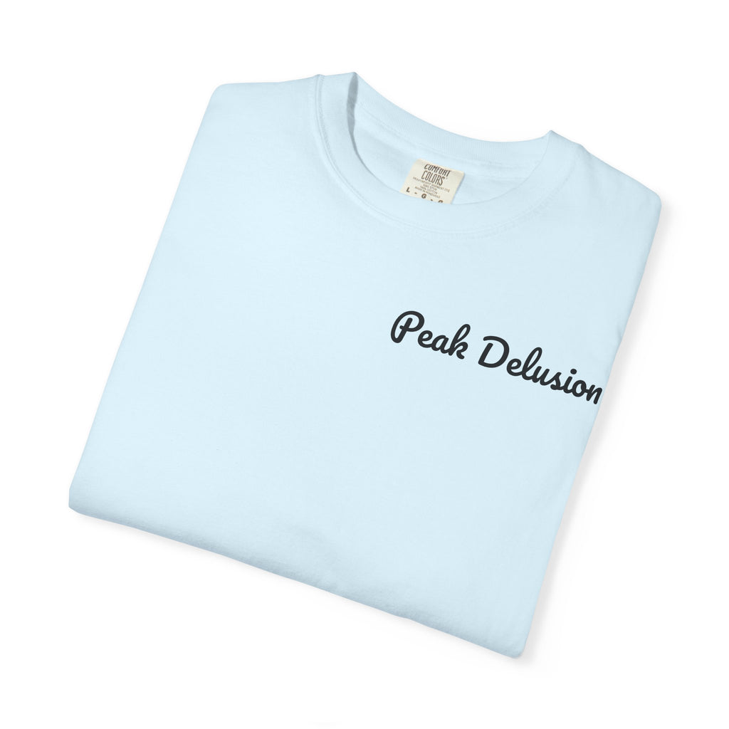 Be Good Do Good Tee — 'Peak Delusion' Script Chest & Lantern Back Graphic T-Shirt