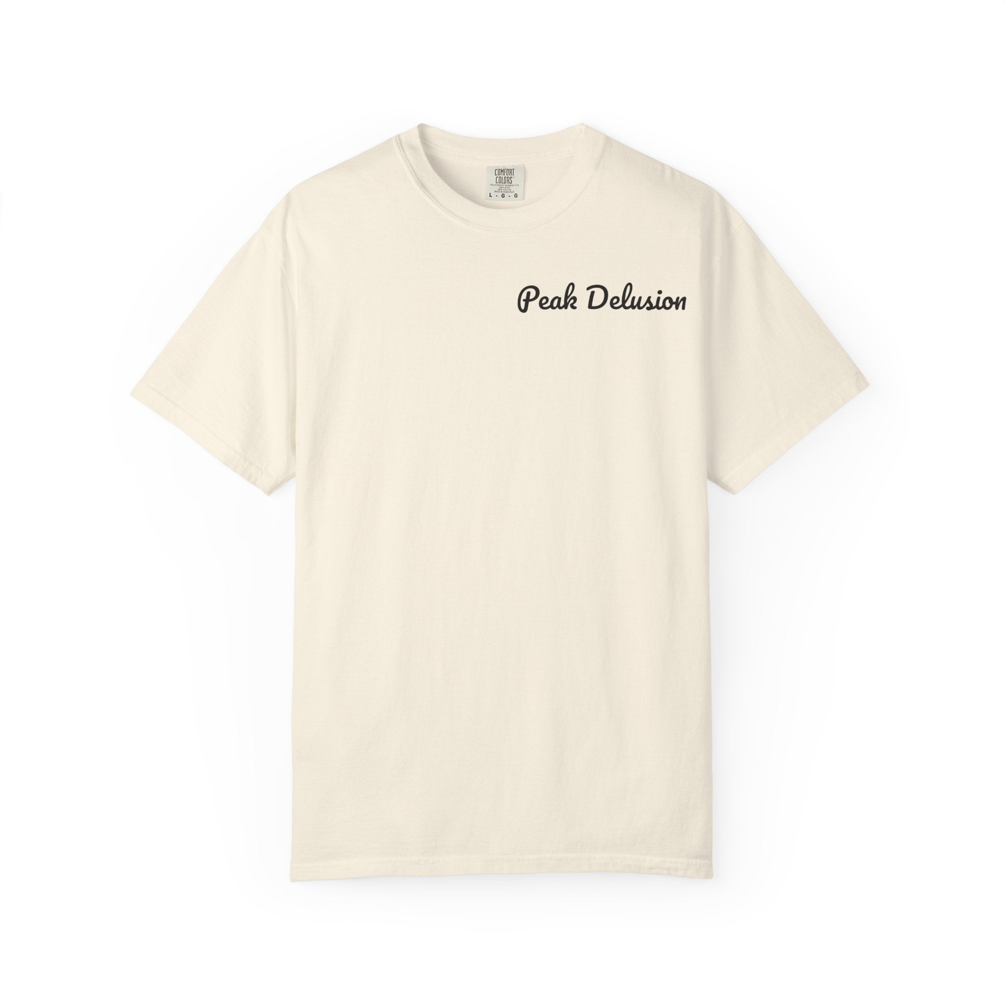 Be Good Do Good Tee — 'Peak Delusion' Script Chest & Lantern Back Graphic T-Shirt