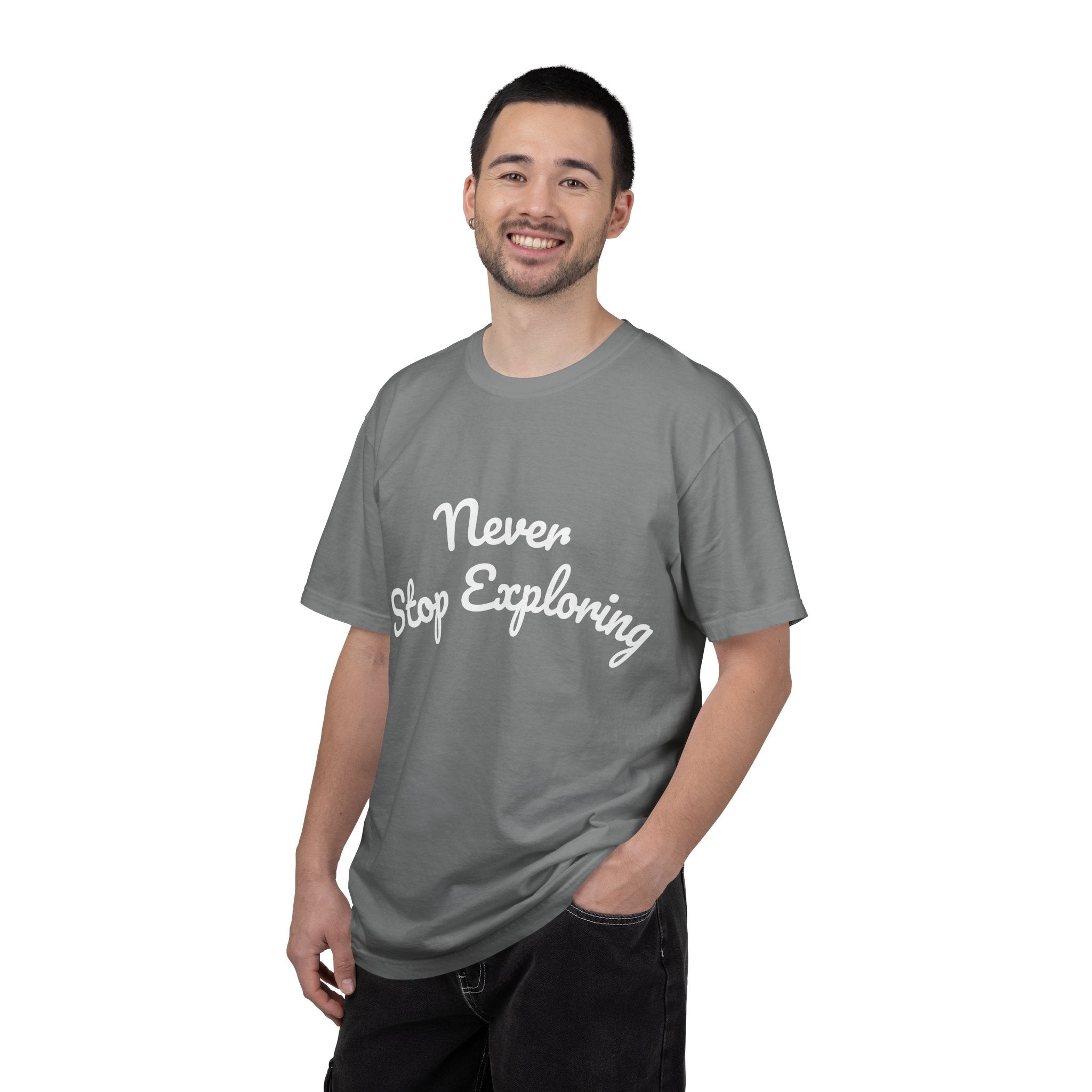 Never Stop Exploring T-Shirt — "Because one day you might miss it" Beach Graphic Tee