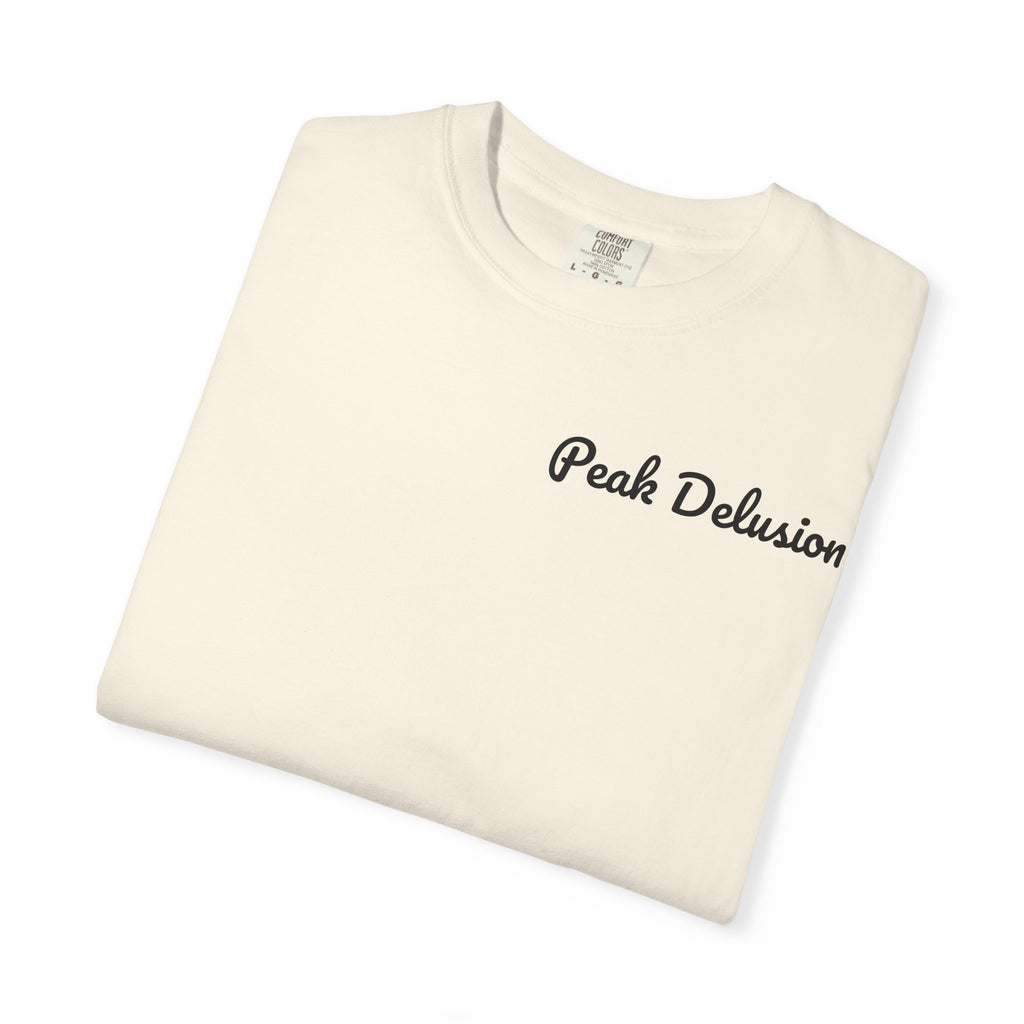Be Good Do Good Tee — 'Peak Delusion' Script Chest & Lantern Back Graphic T-Shirt