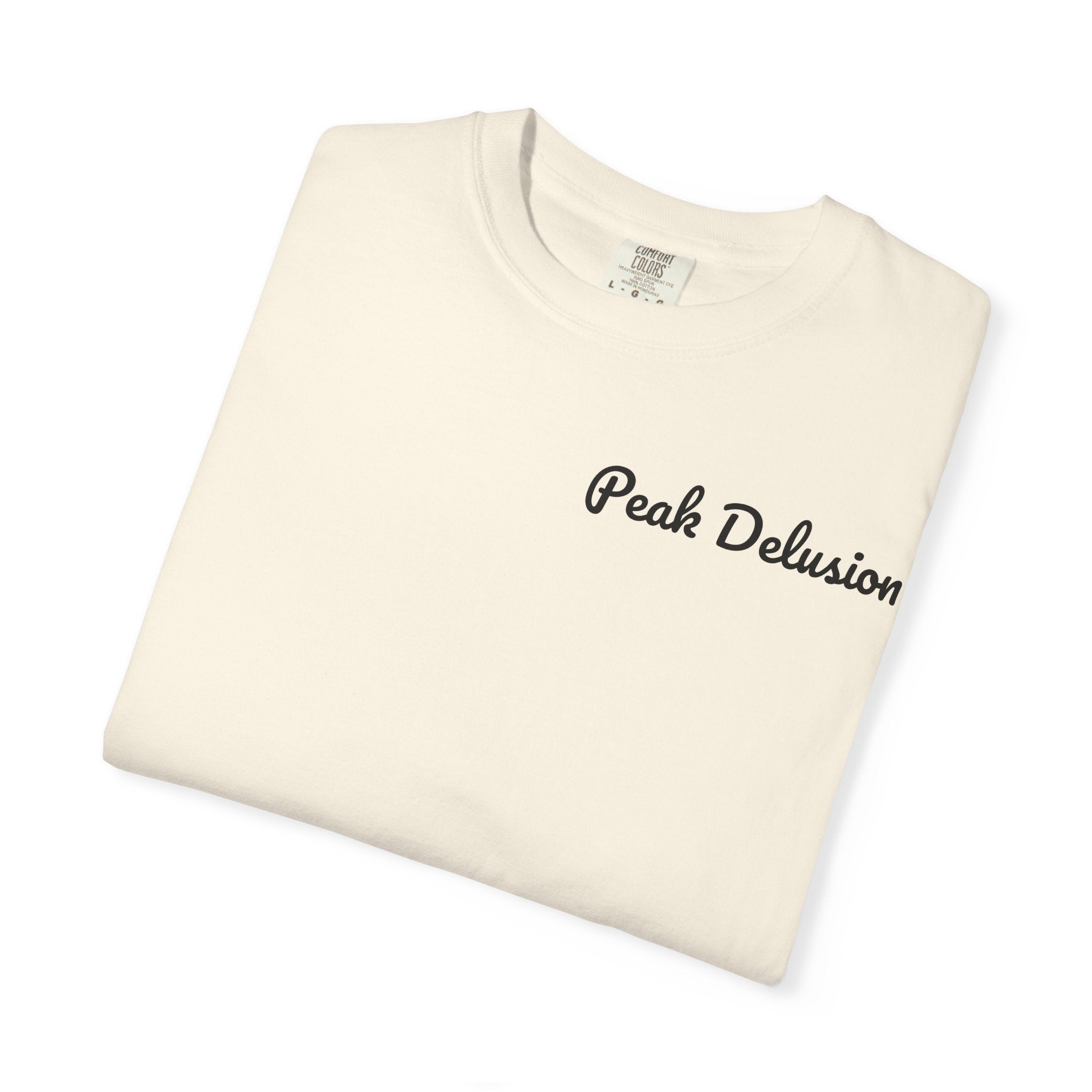 Be Good Do Good Tee — 'Peak Delusion' Script Chest & Lantern Back Graphic T-Shirt