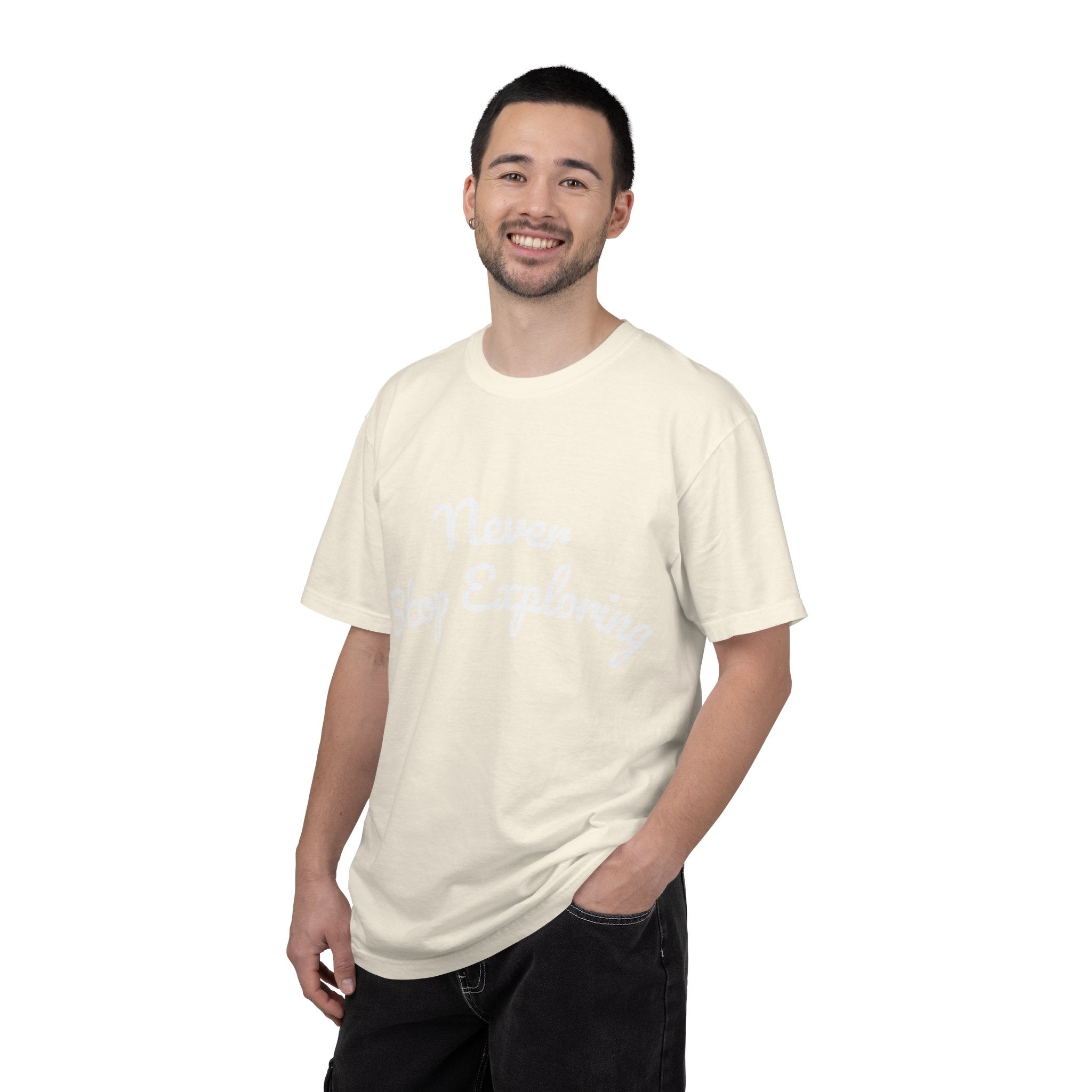 Never Stop Exploring T-Shirt — "Because one day you might miss it" Beach Graphic Tee