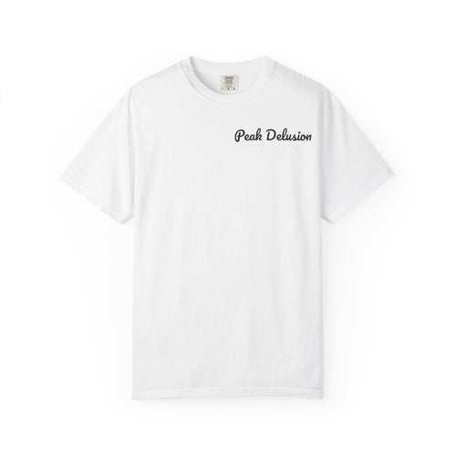 Be Good Do Good Tee — 'Peak Delusion' Script Chest & Lantern Back Graphic T-Shirt
