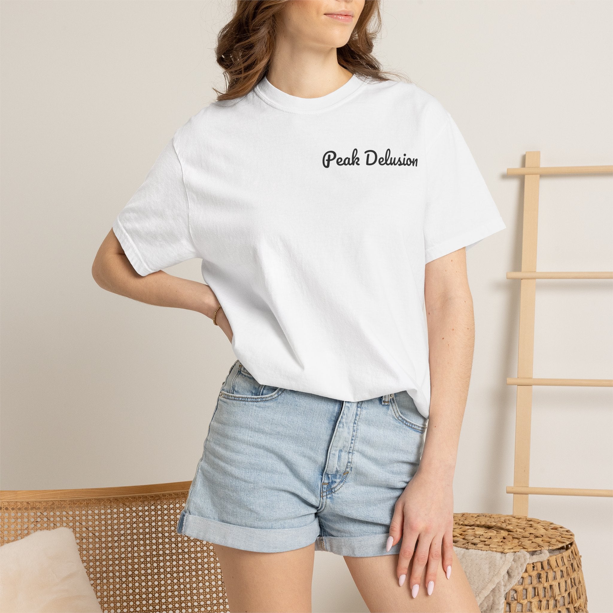 Be Good Do Good Tee — 'Peak Delusion' Script Chest & Lantern Back Graphic T-Shirt