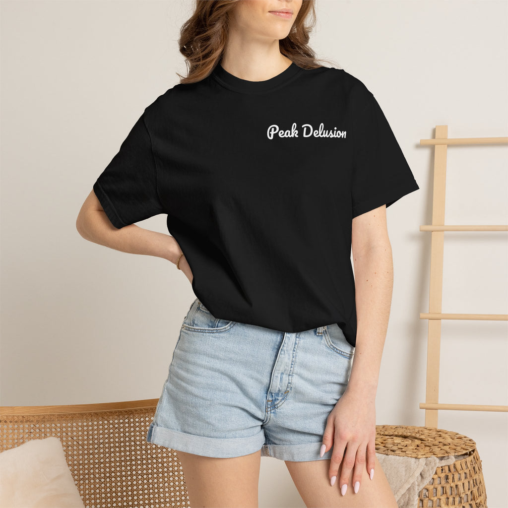 Be Good Do Good Tee — 'Peak Delusion' Script Chest & Lantern Back Graphic T-Shirt