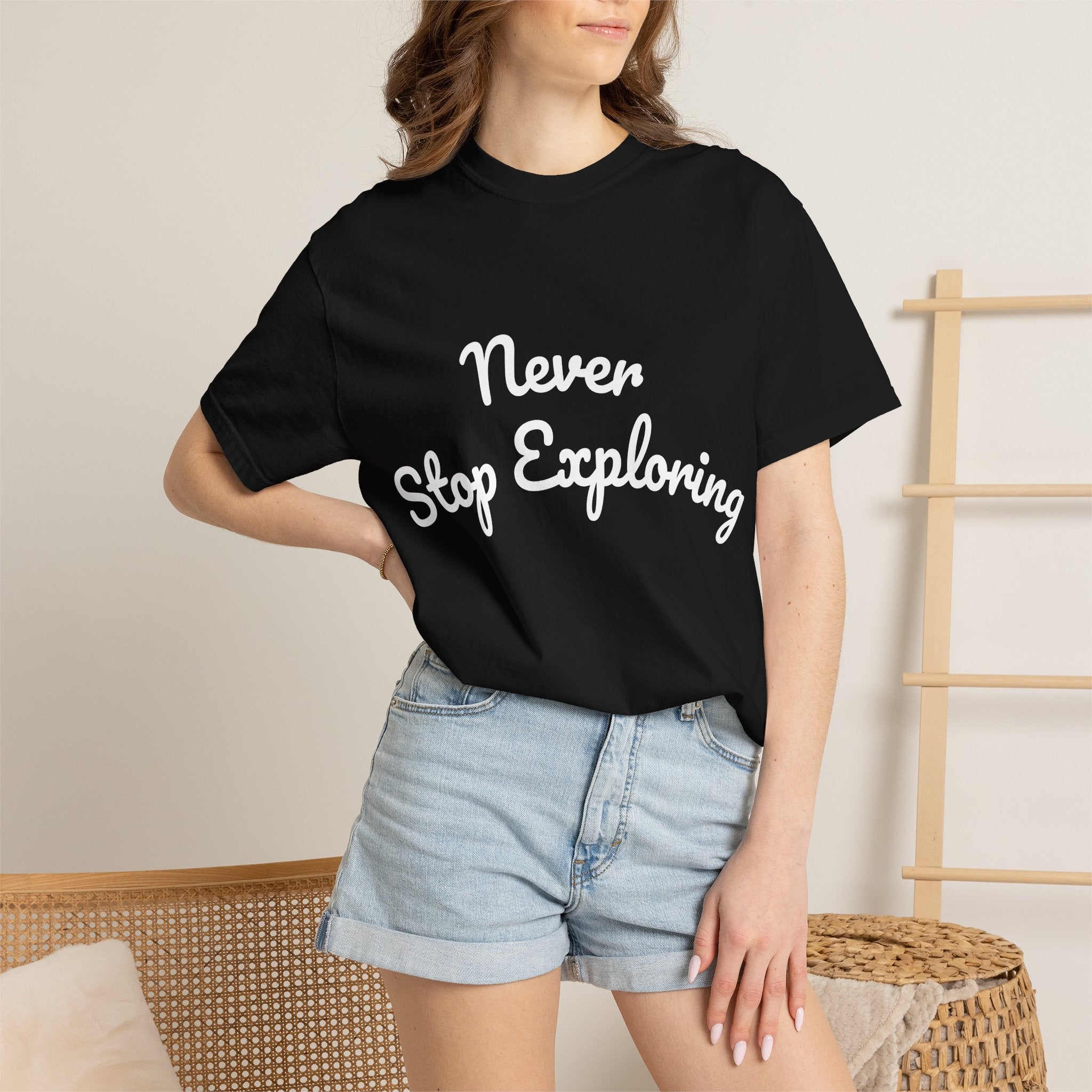 Never Stop Exploring T-Shirt — "Because one day you might miss it" Beach Graphic Tee