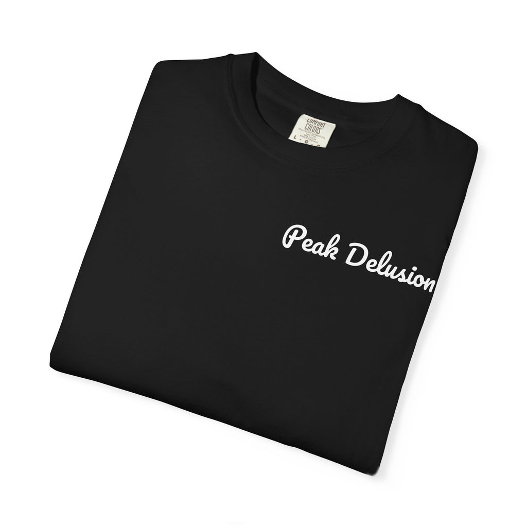 Be Good Do Good Tee — 'Peak Delusion' Script Chest & Lantern Back Graphic T-Shirt