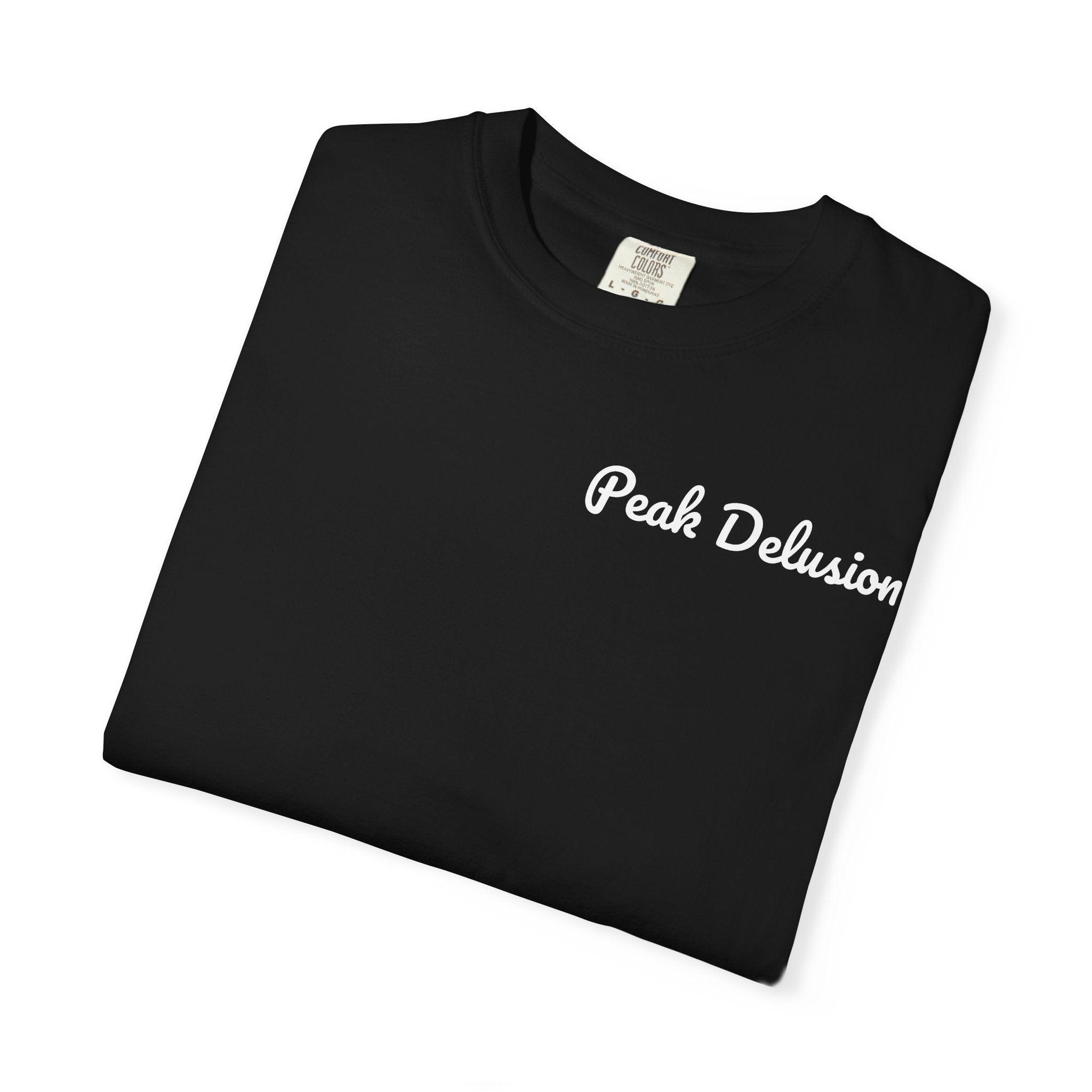 Be Good Do Good Tee — 'Peak Delusion' Script Chest & Lantern Back Graphic T-Shirt