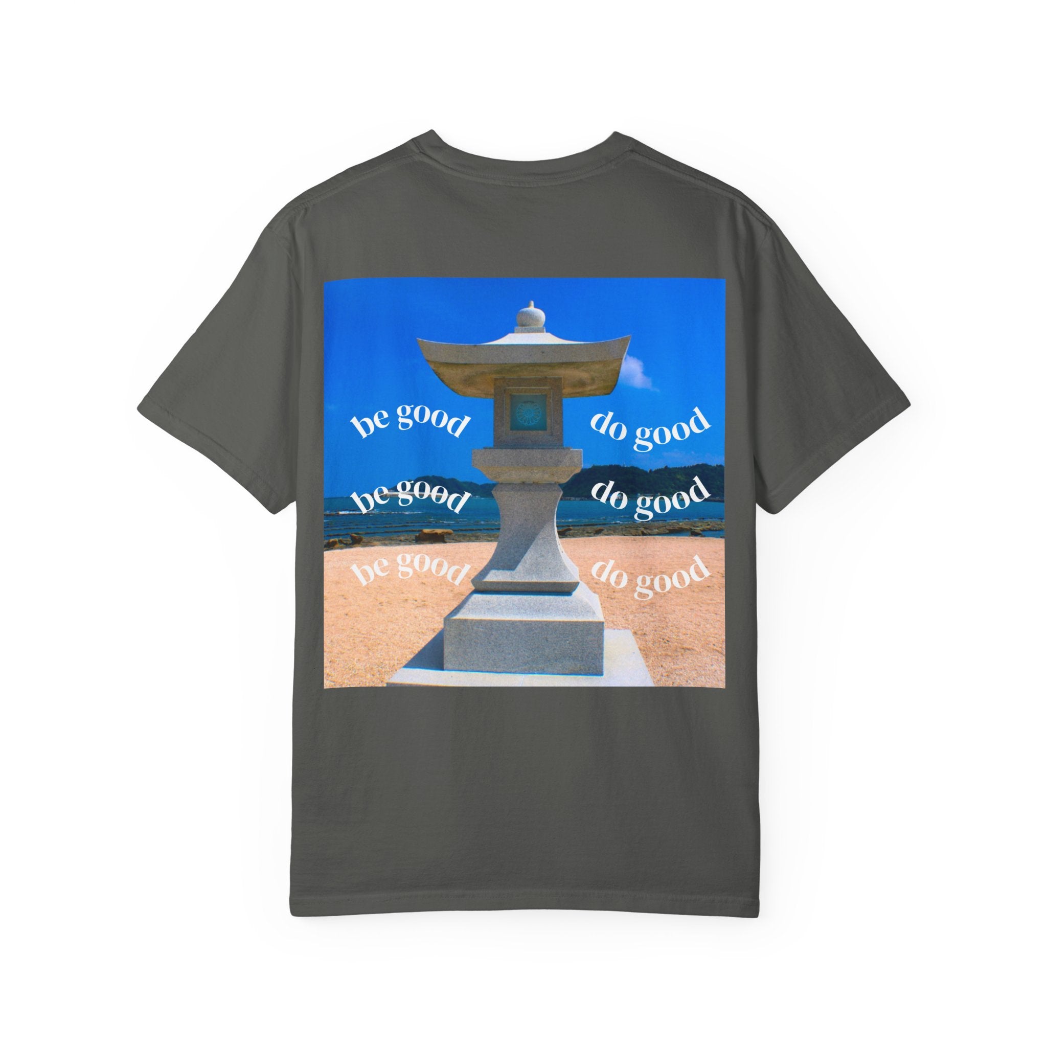 Be Good Do Good Tee — 'Peak Delusion' Script Chest & Lantern Back Graphic T-Shirt