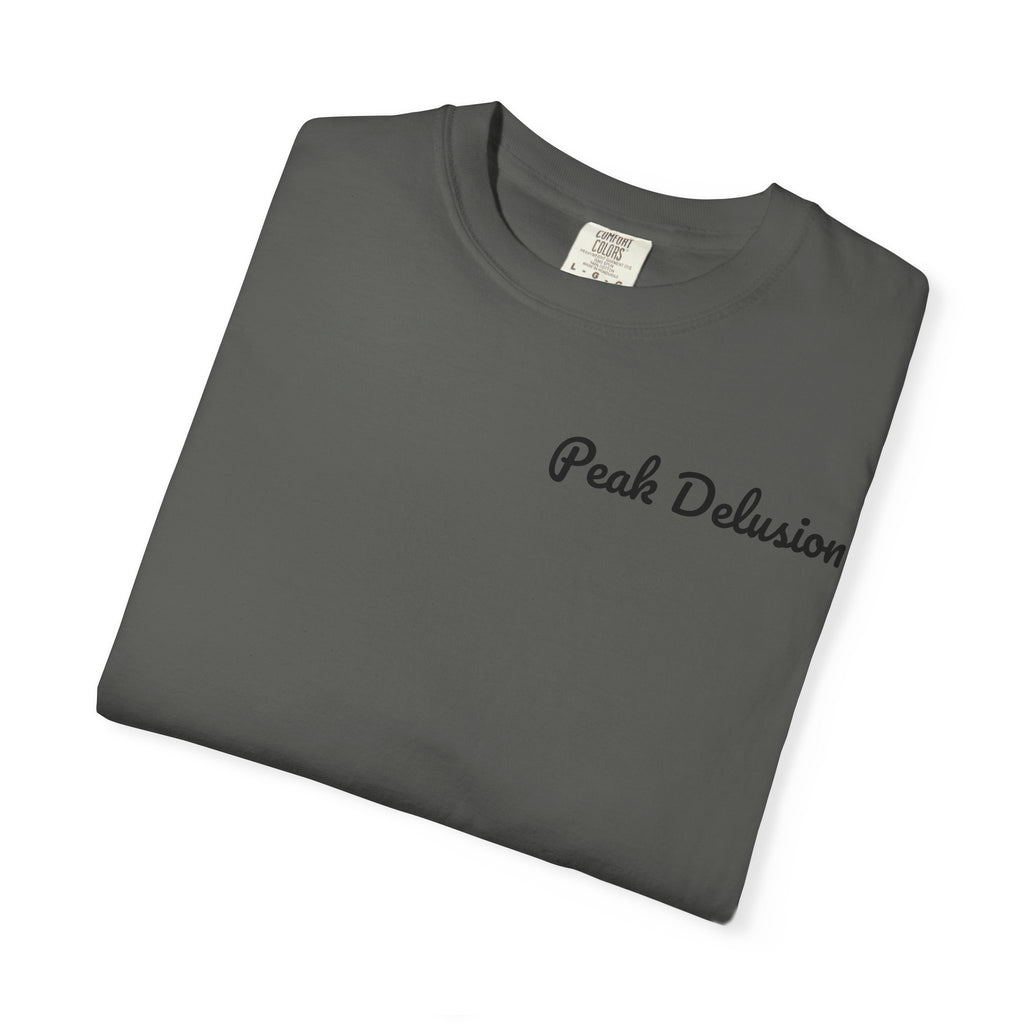 Be Good Do Good Tee — 'Peak Delusion' Script Chest & Lantern Back Graphic T-Shirt